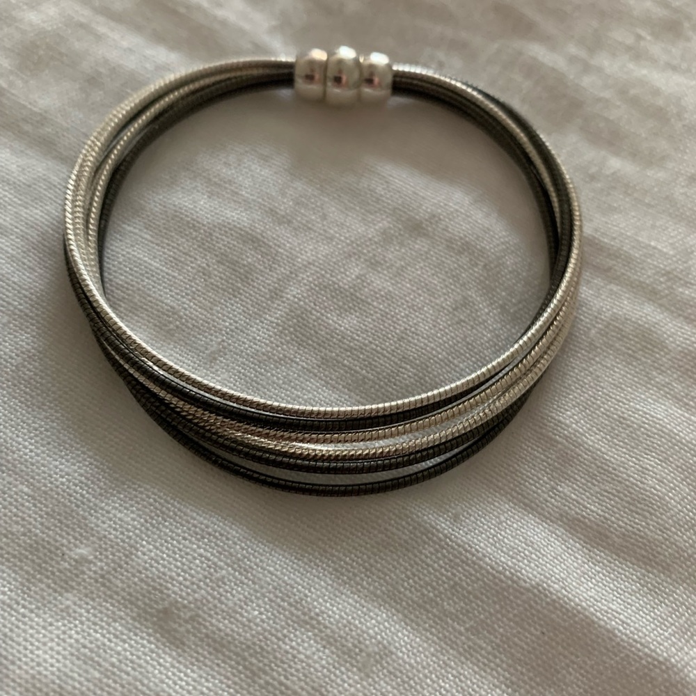 Silver and black bracelet